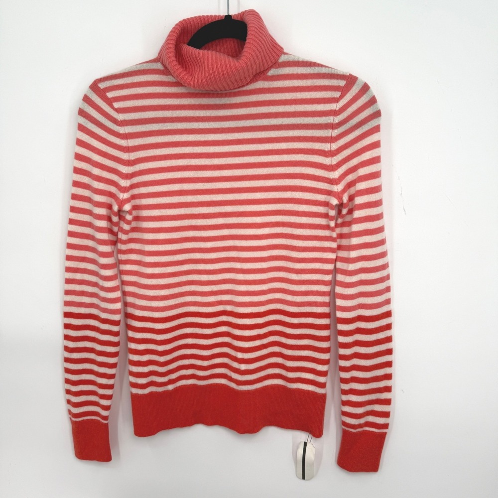 Lands' End Cashmere Striped Turtleneck Sweater Womens XXS Ombre Academia Preppy